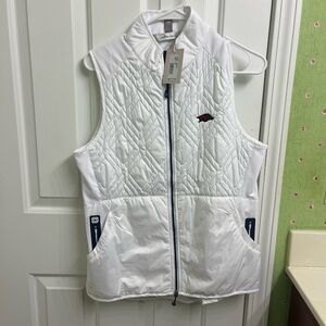 Peter Millar White Quilted Vest with Red Logo